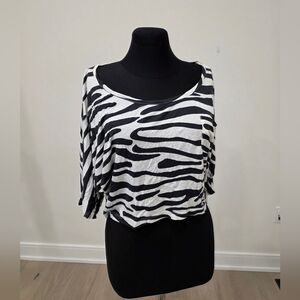 Denim co Zebra print Animal Print oversized cropped top US 4